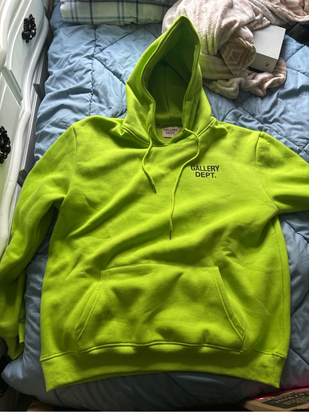 Gallery Dept Neon Lime Green Crewneck Hoodie